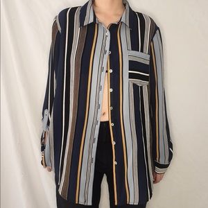 Oversized navy with yellow detailing shirt
